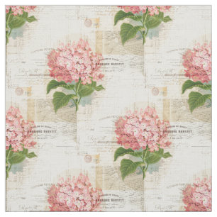Tissu français d'éphémères d'hortensia rose