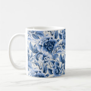 Tissu français & toile de Jouy. Bleu. Mug