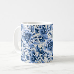 Tissu français & toile de Jouy. Bleu. Mug