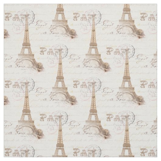 Tissu français vintage de rose d'écriture de Paris (Échantillon)