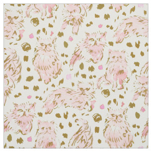 Tissu FRED le chat persan chic d'or rose de Kitty