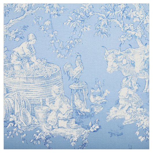 Tissu French Blue & White Toile Print Fabric  (Fermer)
