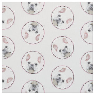 Tissu French Bulldog Painting White Cream Pet Dog Art