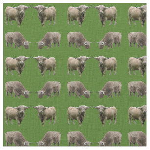 Tissu Frénésie de Vache des Highlands (Vert foncé)