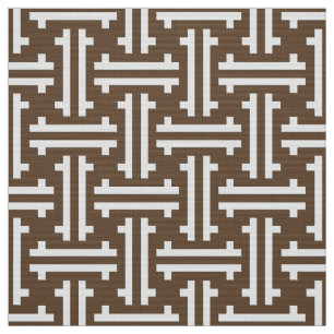 Tissu Fret chinois Art déco, Taupe Tan et blanc