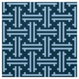Tissu Frette d'art déco, indigo et bleu de ciel chinois