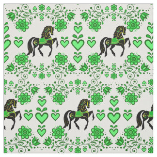 Tissu Friesienne/frisonne Chevalier folklorique vert/noi
