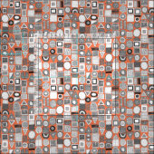 Tissu frisson memphis noir blanc orange (Carreau)