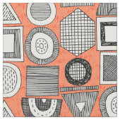 Tissu frisson memphis noir blanc orange (Fermer)