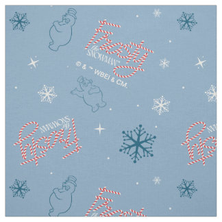 Tissu Frosty Snowman Blue Snowflake Motif
