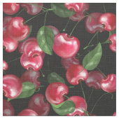 Tissu Fruit cerise sur noir (Détail)