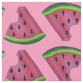 Tissu Fruit de pastèque rose vert Fruit Melon Slice Fabr (Fermer)