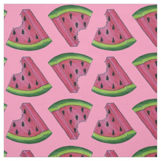 Tissu Fruit de pastèque rose vert Fruit Melon Slice Fabr (Échantillon)