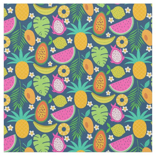Tissu Fruits de banane ananas tropicale pastèque (Fermer)