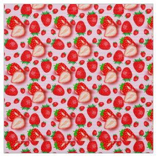 Tissu Fruits de fraises roses à thème