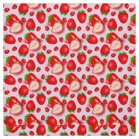 Tissu Fruits de fraises roses à thème (Échantillon)