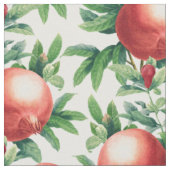 Tissu Fruits de grenade rouge et Feuilles verts (Fermer)