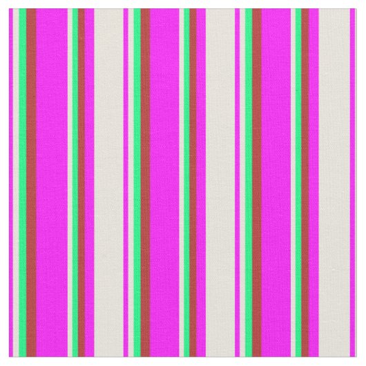 Tissu Fuchsia, Beige, Vert & Rouge Motif rayé (Fermer)