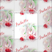 Tissu Fuchsia botanique rouge nom d'aquarelle (Carreau)