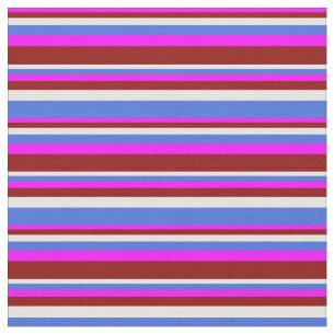 Tissu Fuchsia, rouge foncé, blanc et bleu royal