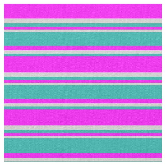 Tissu Fuchsia, vert de mer clair et rayures gris clair (Fermer)