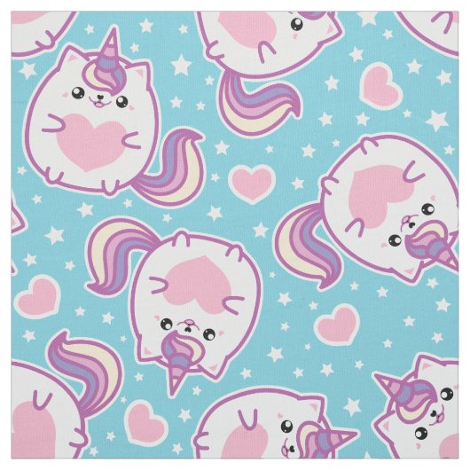 Tissu Fun Cute Chubby Kitschy Unicorn Kitty (Échantillon)