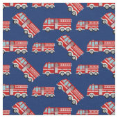 Tissu Fun Fire Trucks Navy Blue (Fermer)