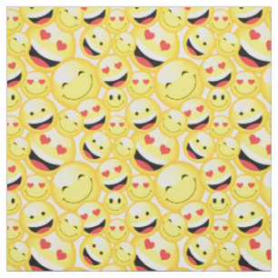 Tissu Fun Kids Yellow Smiling Emoji Face Motif