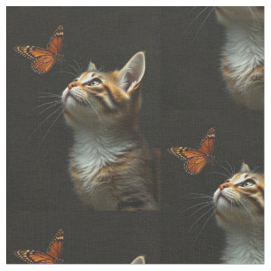 Tissu Fun Kitten Papillon Arrière - plan noir