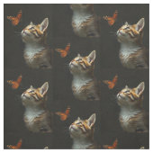 Tissu Fun Kitten Papillon Arrière - plan noir (Échantillon)