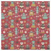 Tissu Fun Retro Robots Illustrated Pattern (Échantillon)