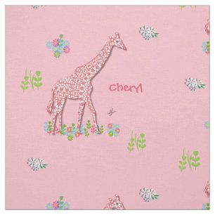 Tissu Fun Whimsy Pink Patternes Giraffes Personnalisé