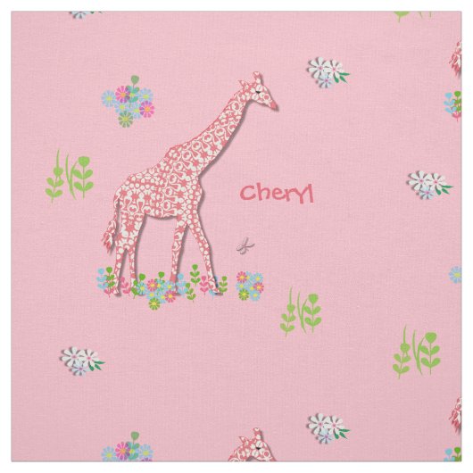 Tissu Fun Whimsy Pink Patternes Giraffes Personnalisé (Échantillon)