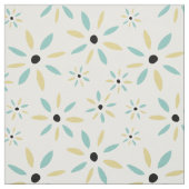 Tissu Funky Aqua Bleu Et Jaune Fleurs Rétro (Échantillon)
