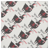 Tissu Funky Red et Black Année de la chèvre (Échantillon)