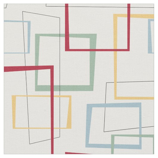 Tissu Funky rétro Carrés Abstraits du milieu du siècle (Fermer)