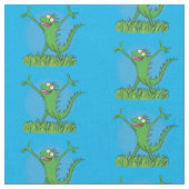 Tissu Funny vert souriant animé iguane (Fermer)
