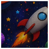 Tissu Fusées d'aventure spatiale classique, planètes et (Échantillon)