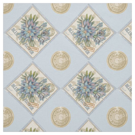 Tissu G Bureau de création Fleur bleue (Échantillon)