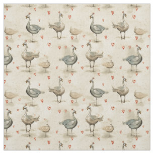 Tissu Gander bizarre : Oies blanches