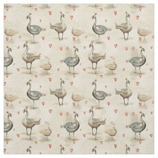 Tissu Gander bizarre : Oies blanches (Échantillon)