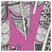 Tissu geo plumes rose chaud (Fermer)