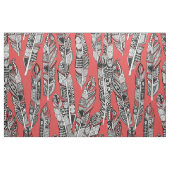 Tissu geo plumes rouge (Fat Quarter)