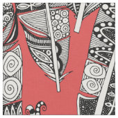 Tissu geo plumes rouge (Fermer)