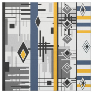 Tissu Géomète ornementale Abstraite moderne et noire
