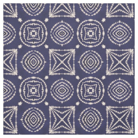 Tissu Géométrie de Shibori bleu et blanc (Échantillon)
