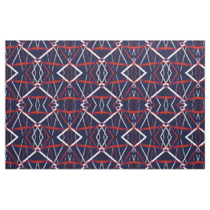 Tissu Géométrie Urbaine Bleu Blanc Rouge