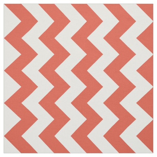 Tissu géométrique de zigzag orange et blanc (Échantillon)