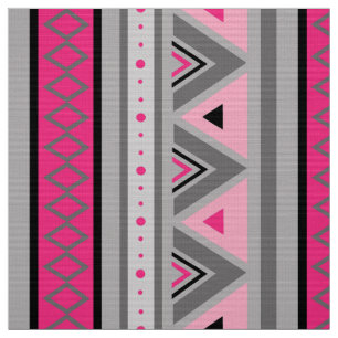 Tissu Géométrique du sud-ouest, rose modernes et gris