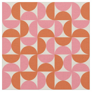 Tissu Géométrique Milieu de Siècle Demi Cercles Rose Ora